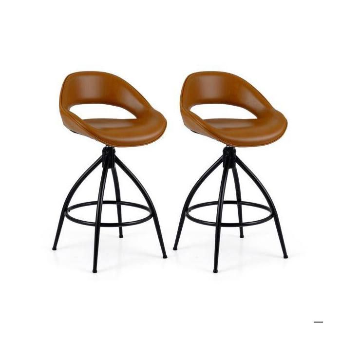 Lot de 2 tabourets de bar pivotants 360° hauteur dassise 65 cm pour îlot de cuisine et table haute marron
