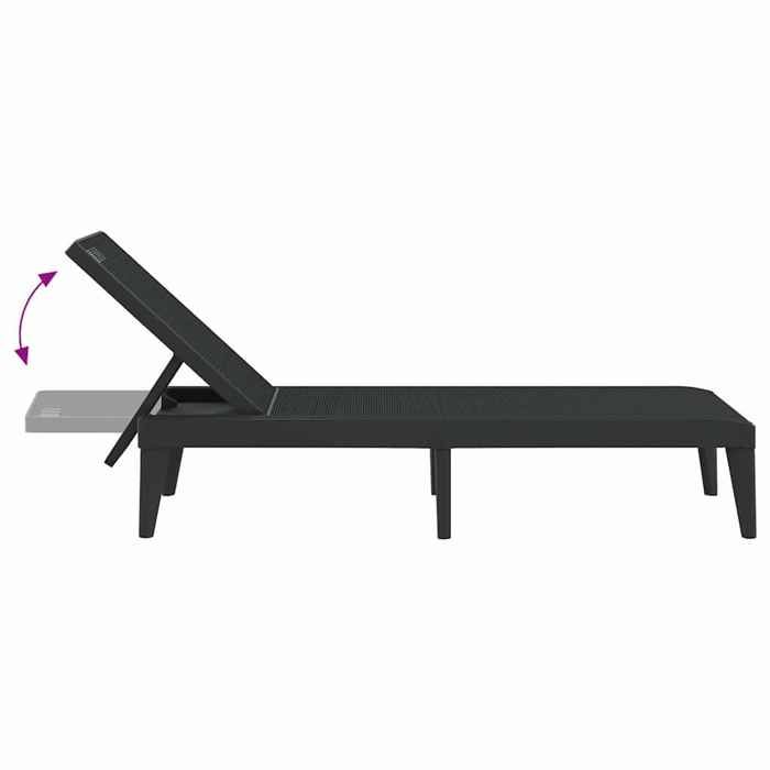 Chaise longue/Fauteuil long - ECOHOME® - Bain de Soleil simple - 1 PLACE - anthracite 186x60x29cm PP 8212513349