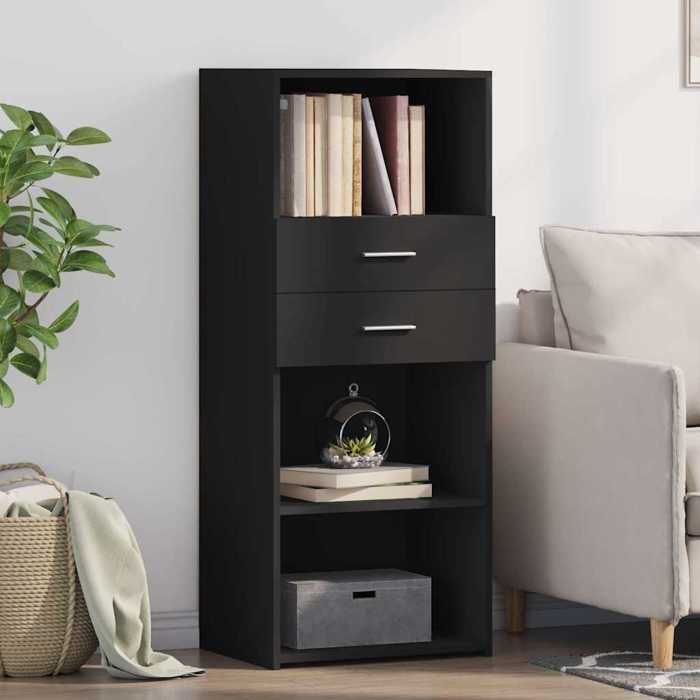 Noir Buffet haut noir 50x42 5x124 cm bois dingénierie - Meuble Rangement LV36608