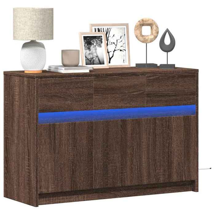 Basboard salon VIDAXL Meuble HIFI avec LED chêne marron 91x34x61 cm bois dingénierie[7841]