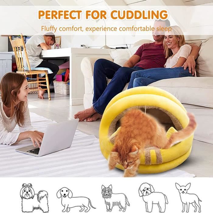 Meilleurs prix pour Lit niche pour chat d’intérieur - Marque - Modèle - Coussin amovible lavable rembourré - Auto-chauffant - Jaune
