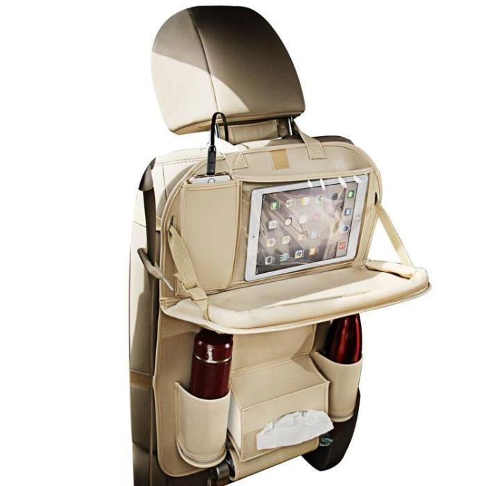 Organisateur D'espace Siège Voiture – Poche En Cuir PU Pour Téléphone, Clés, Cartes – Installation Facile, Couleur Beige