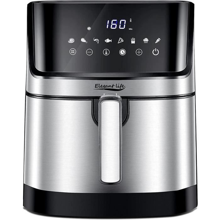 Friteuse /Électrique Minuterie R/églable et Contr/ôle de La Temp/érature Panier Antiadh/és Avec LED Elegant Life 5L 1700W Friteuse /à /Écran Tactile 8 en 1 Friteuse /à air Friteuse /à air Sans Huile