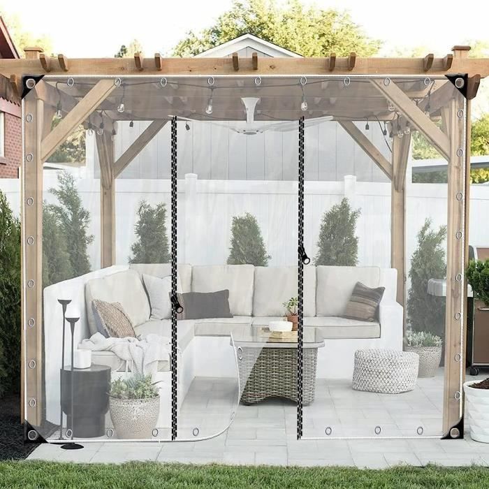 Rideaux De Protection Transparents Imperméables Pour Pergola Et Tonnelle - Personnalisables Avec œillets