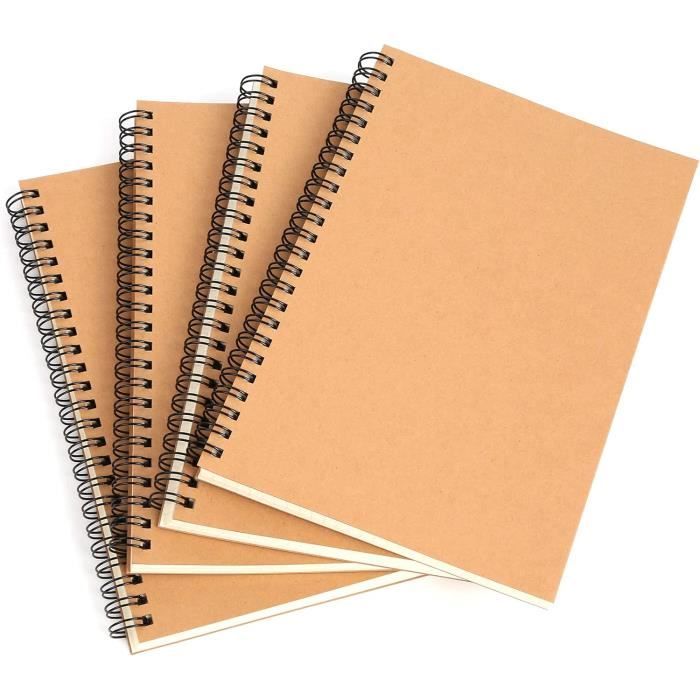 Carnets Lignés A5 Kraft Noir - Lot De 5, 60 Pages, Papier 80g, Coins Ronds, Reliure Fil