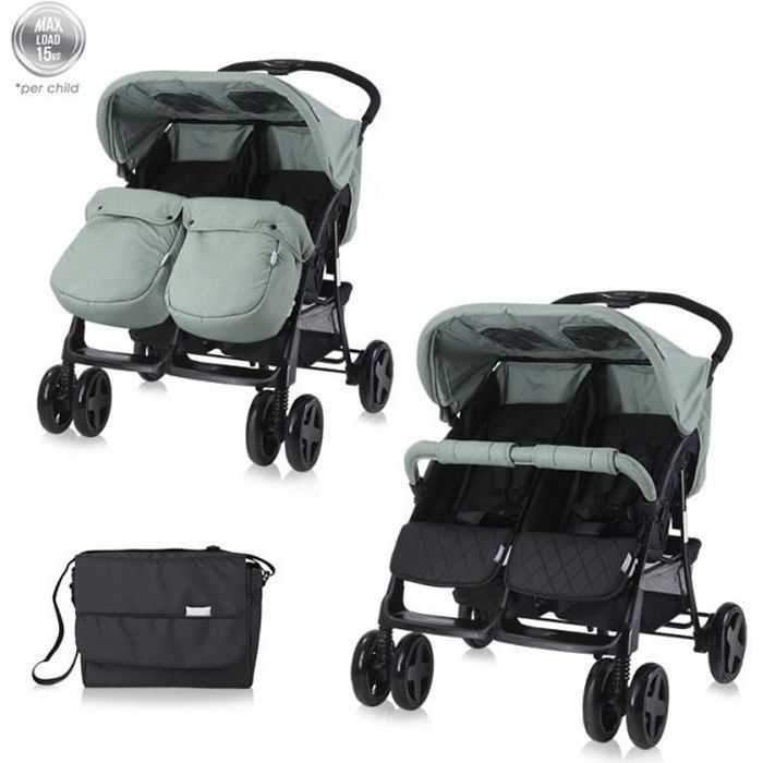 Poussette Double Compacte Côte à Côte  Pour Jumeaux dès la Naissance,  Pliage Ultra-Compact - Cdiscount Puériculture & Eveil bébé