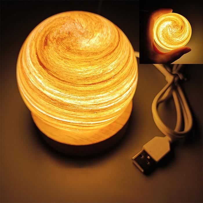 Lampe de nuit - LED - Boule de cristal 3D - Rechargeable USB - Lumière chaude - 80mm