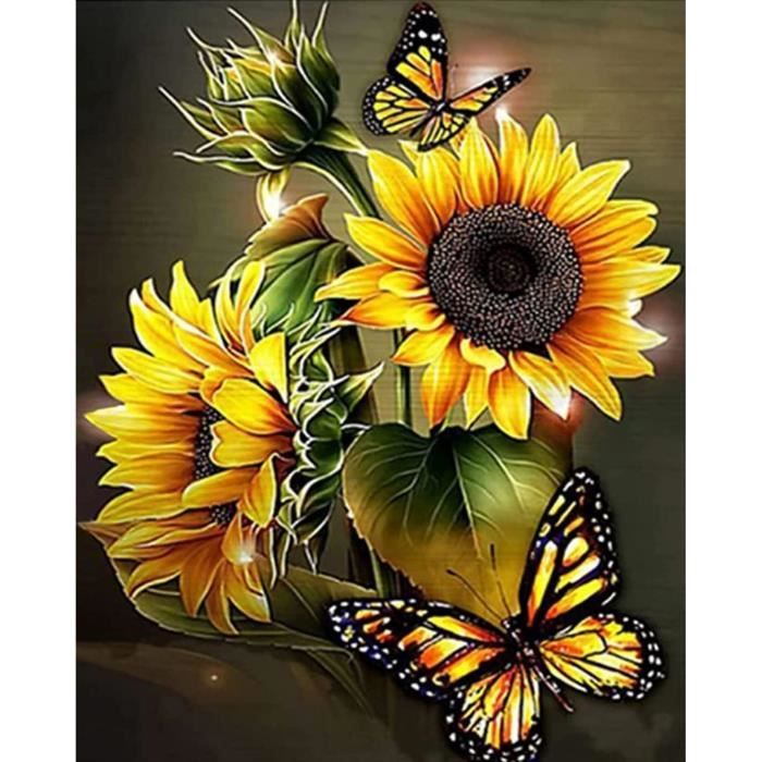 Kit Peinture Par Numéros Adulte – Toile Fleurs 40x50cm Avec Pinceaux Et Peintures Acryliques