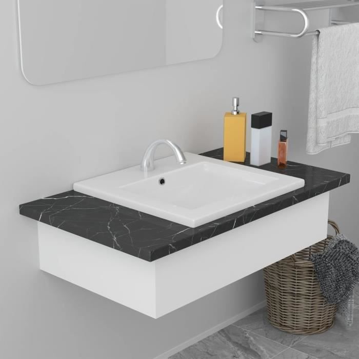 Lavabo encastré - 42 x 39 x 18 cm - Céramique - Blanc