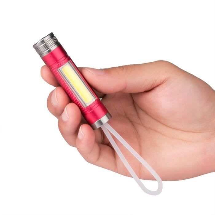 Lot de 2 mini porte-clés COB - Lampe de poche LED rechargeable avec support - Accessoire de camping - Accessoire de randonnée