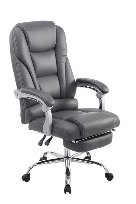 fauteuil de bureau ergonomique avec repose-pieds extensible pu gris bur10168