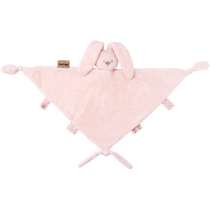 Couverture avec doudou lapin Lapidou 50x50 cm - Rose | Nattou