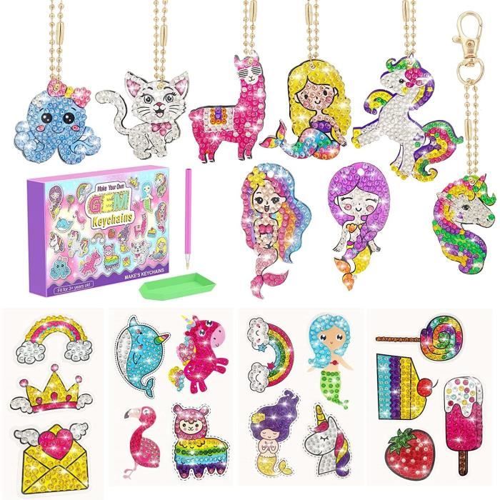 O-Kinee 20 Pezzi 5D Diamond Painting Adesivi Kit Bambini DIY Animale Pittura Diamante, Strumenti da Disegno Mosaico, per Bambini Principianti Adulti ( Unicorno