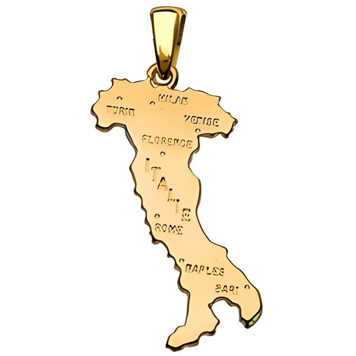 ITALIANO PENDENTIF carte d' ITALIE en ARGENT neuf