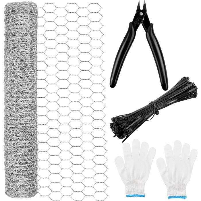 Grillage À Poule 0.4m Hauteur X 5m Long Rouleau Mouton Jardin Clôturé Pinces Coupantes Gants Attaches
