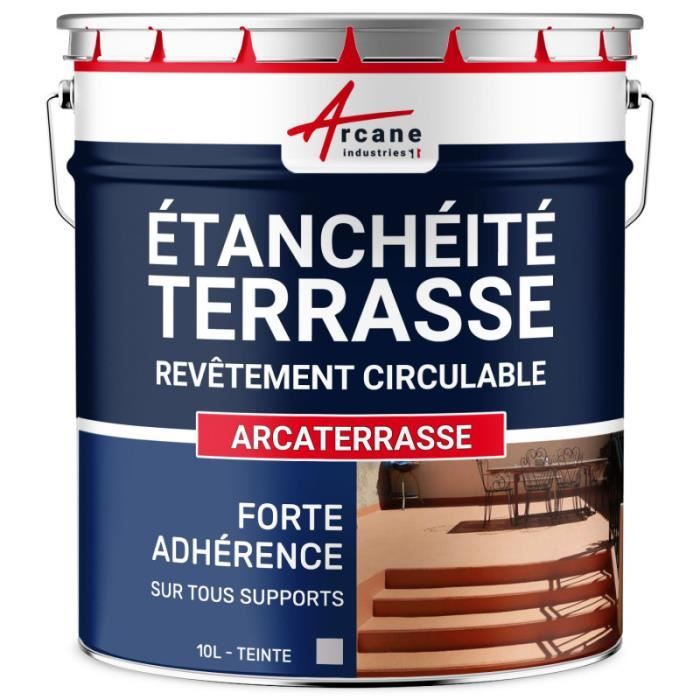 Étanchéité Terrasse : Peinture Sol Extérieur ARCATERRASSE Produit Imperméable ARCANE INDUSTRIES Gris - 10 L