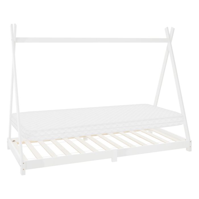 Lit d'enfant tipi avec sommier &agrave; lattes 90x200 cm blanc en bois ml-design 490007387