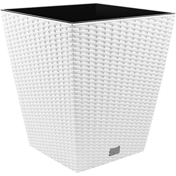 Prime Garden SquarePot De Fleurs En Rotin - En Plastique - Avec Rt Pour La Maison, Le Jardin, La