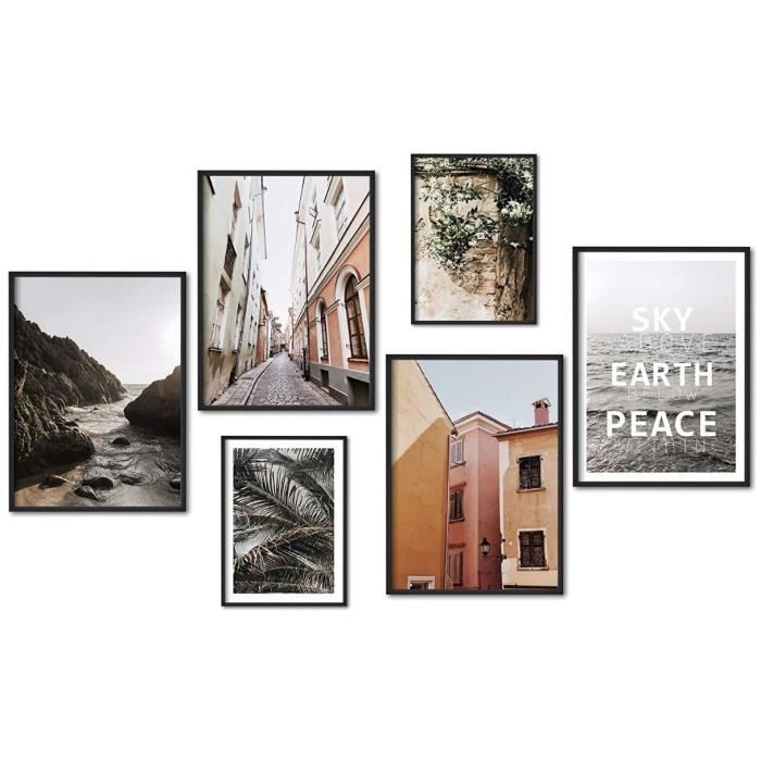 decomonkey - Set di 6 Poster SENZA Cornice Astratto Beige 4 x DIN A4 & 2 x DIN A3 - Arte Murale Immagini Decorative Set Cornici Stampe Foto per Soggiorno e Camera