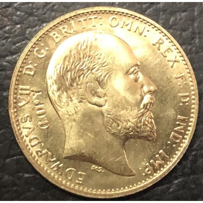 Pièce de monnaie du royaume uni, 1 souverain Edward VII. 1910, plaquée or pur, 9999 GF15899