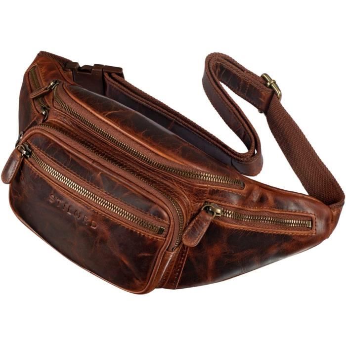 Vintage Sacoche Banane en Cuir Ceinture R glable Poche Ventrale