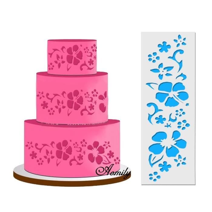 GORGECRAFT 10 Styles Pochoirs à Gâteau En Plastique Floral - Kit Décoration Pâtisserie Mariage 26x11cm