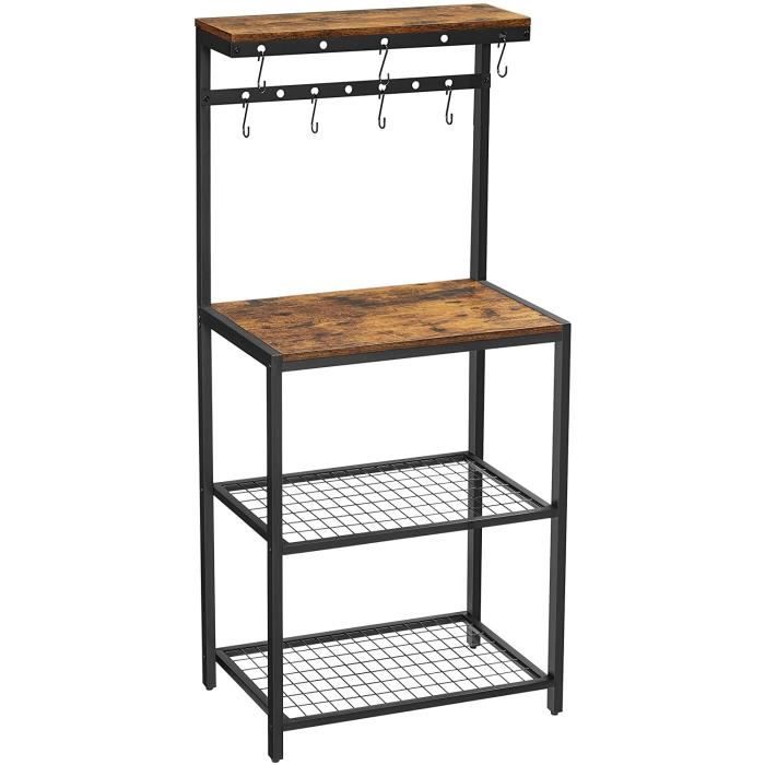 VASAGLE Meuble de Cuisine, Rangement Cuisine avec étagères, 7 Crochets