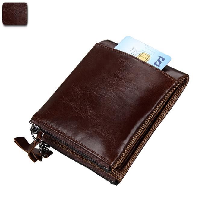 Portefeuille Homme En Cuir Veritable Porte à Monnaie Double Fermeture Éclair PorteCartes Portefeuille Homme En Cuir Veritable Porte à Monnaie Double Fermeture Éclair PorteCartes