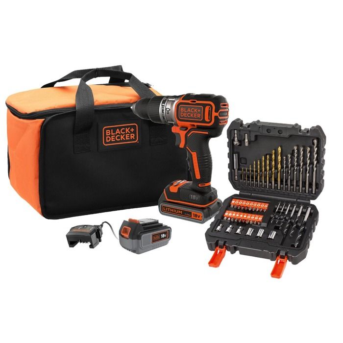 Perceuse À Percussion BLACK+DECKER BL188ME2SA-QW – 18V, 2 Batteries, 50 Accessoires