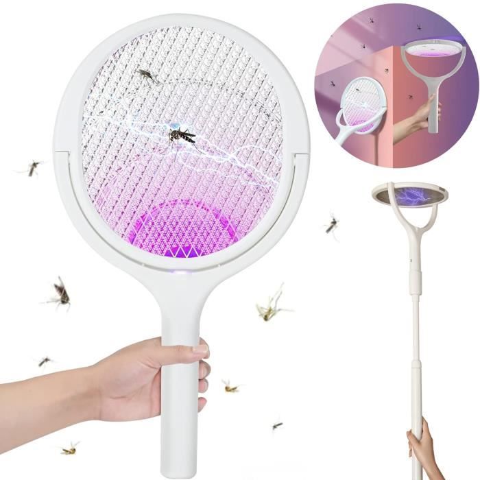 Raquette Électrique Insectes Anti-Moustiques à 3500V 2 en 1 1200mAh USB Rechargeable Tapette à Mouches Électrique