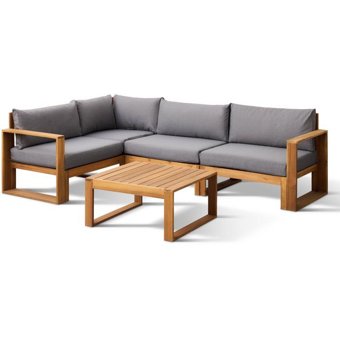 Salon de jardin dangle modulable LEVATA CLASSIQUE - Bois dacacia FSC - 5 personnes - Gris