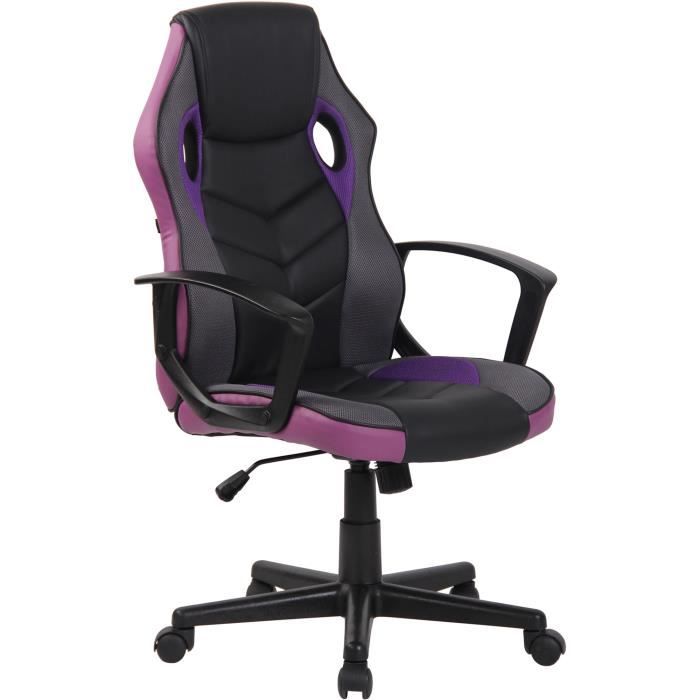 fauteuil de bureau gaming glendale - clp - similicuir et maille - violet - ajustable et pivotant
