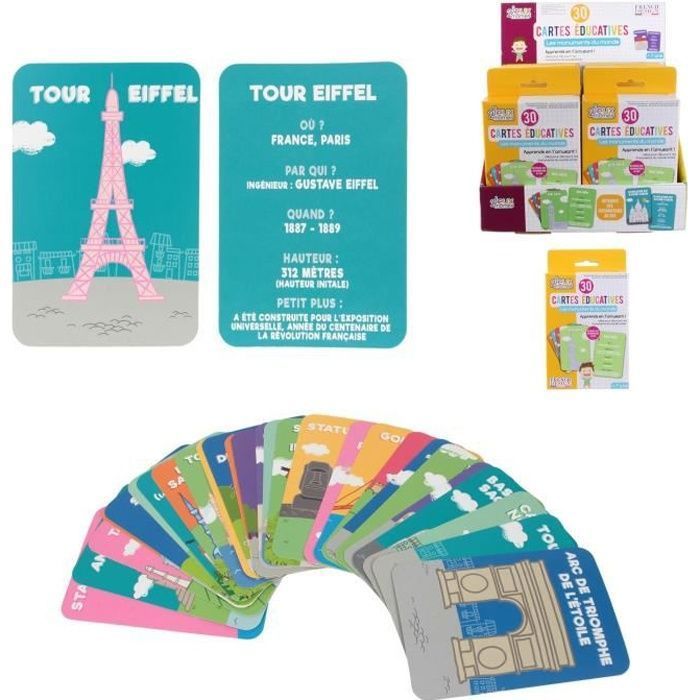2 Jeux Momes Paquet De 30 Carte Educative J Apprends Les Monuments Du Monde X 30 Flash Card Info Au Dos Cdiscount Jeux Jouets