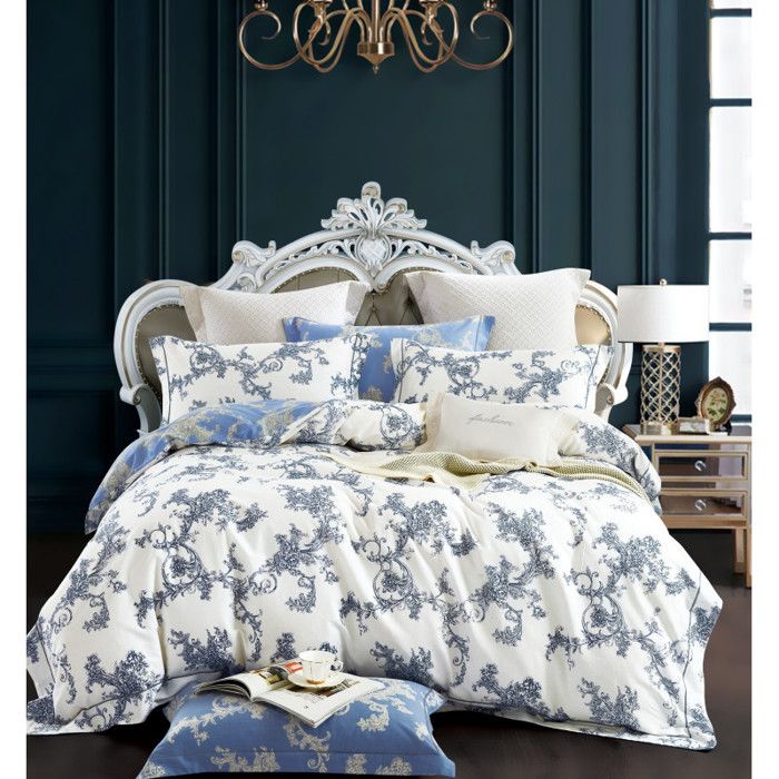 housse de couette 200x200 hôtel percale de coton bleu