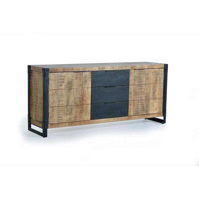Buffet Bas - Giner y Colomer - Industriel - Bois de Manguier - Métal - 2 Portes 3 Tiroirs