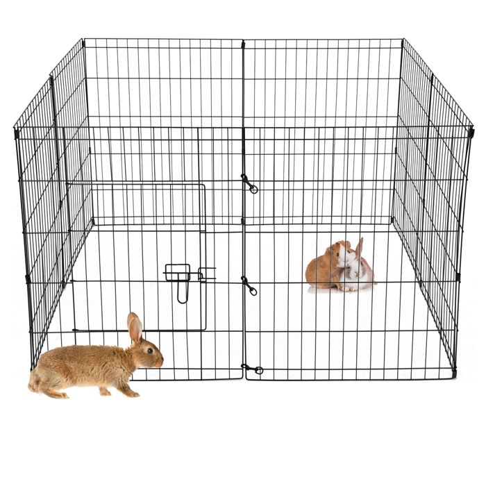 ECD Germany Enclos Extérieur 8 Grilles 124 x 76 cm en Métal Clapier à Lapin Parc pour
