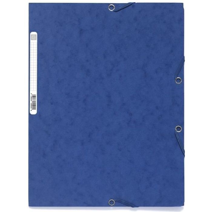 exacompta - chemise à élastique - 3 rabats - 24 x 32 - carte lustrée 390g - bleu