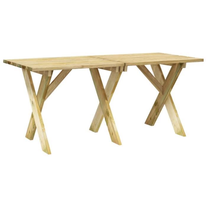 xiafmall table de jardin 160x73x70 cm bois de pin imprégné xf021