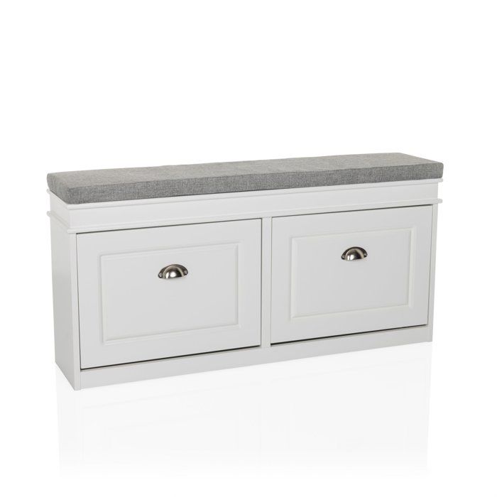 Armoire à chaussures - hjh LIVING - ESTHA I - Blanc/Gris - MDF laqué