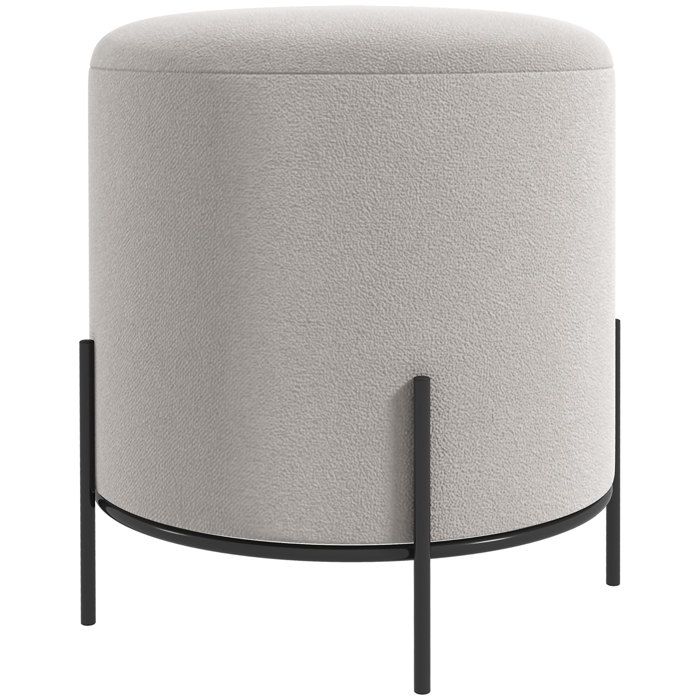 Pouf ottoman - HOMCOM - tabouret repose-pied velours pieds acier décoration salon chambre - velours - Ø 35x38cm - gris clair