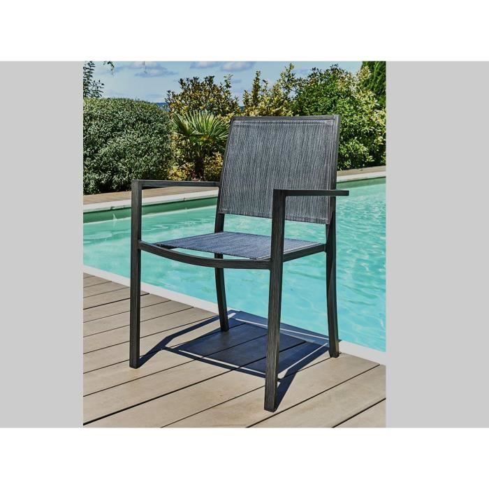fauteuil de jardin santorin empilable en aluminium 55 x 58 x 84 cm gris