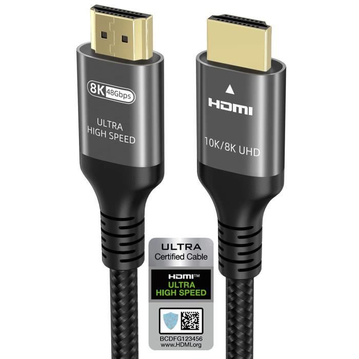 Cable hdmi 2.1 8K 4K 120Hz UHD HDR eArc 3m 48Gb/sec. TechExpert - Cdiscount  TV Son Photo
