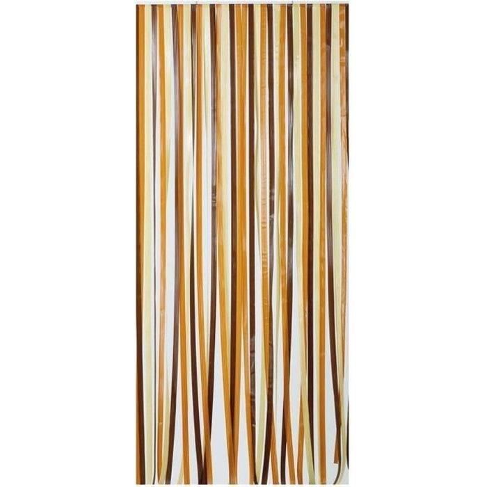 Rideau de porte en polyéthylène - Antilles - 90x200 cm - brun et beige