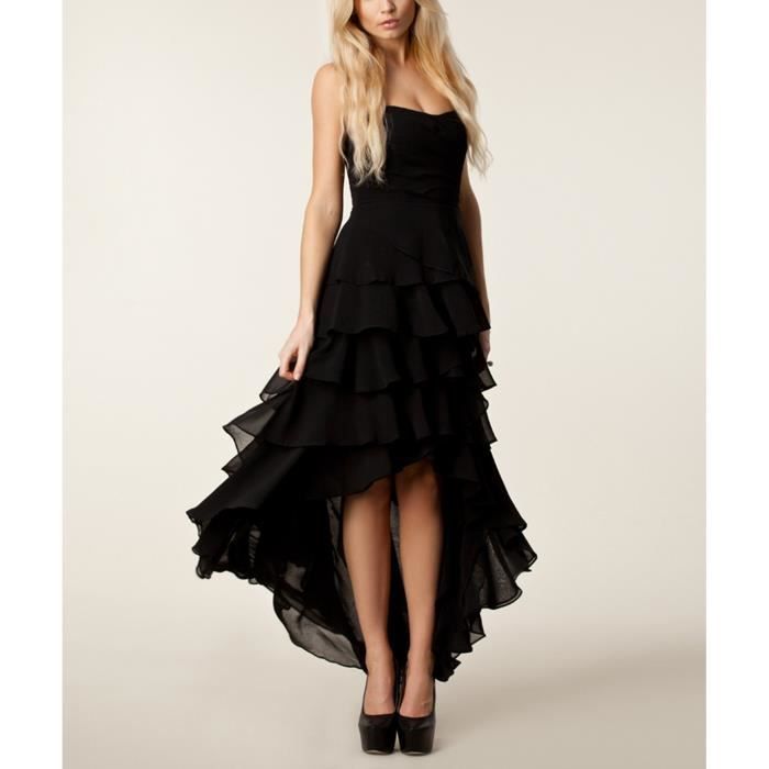 Robe de soirée courte devant longue arrière Noir bustier ...