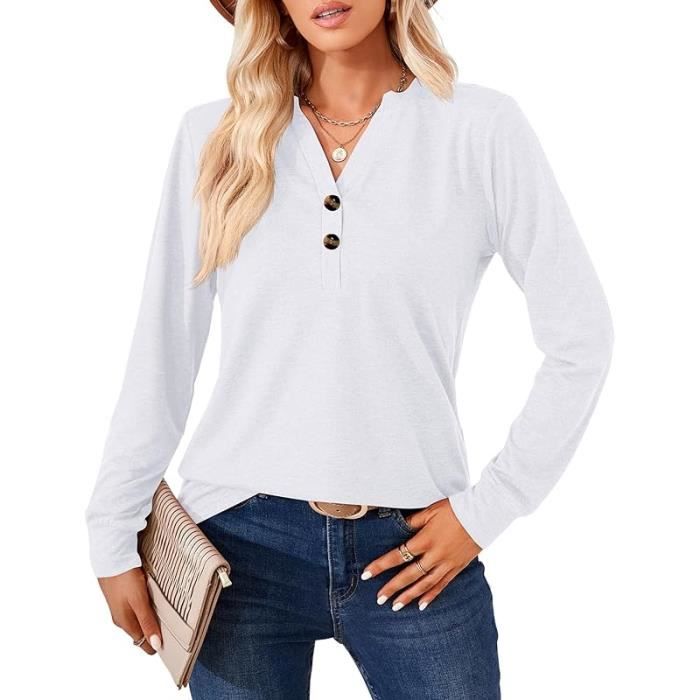 T shirt sales avec bouton femme