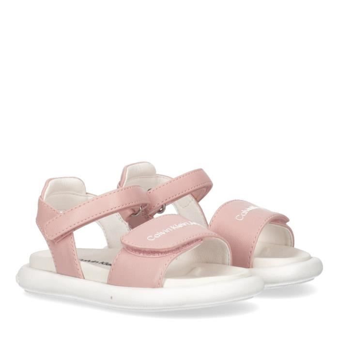 sandales à scratch fille calvin klein - fuxia/bianco