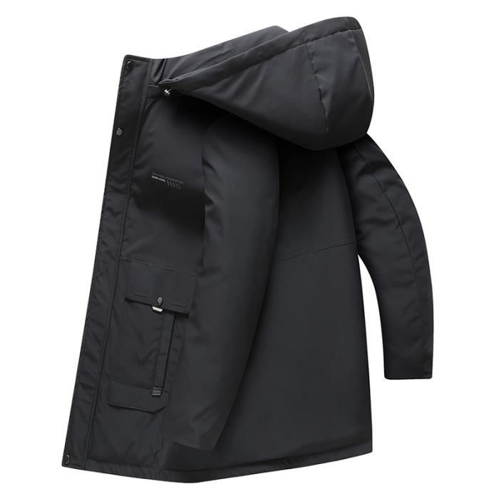 Parka Homme Doublure en Polaire Mi Longue paisse Chaude Hiver