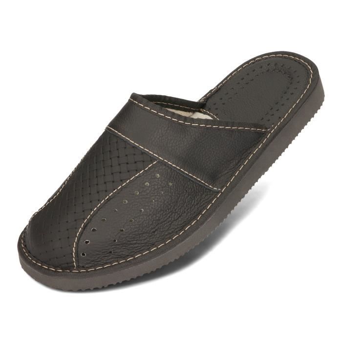 chausson homme semelle cuir