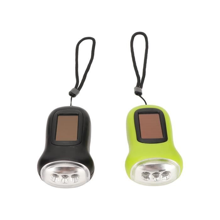 qiilu lampe de poche à led 2 pièces lampe de poche à manivelle portable rechargeable léger noir vert lampe de poche à énergie