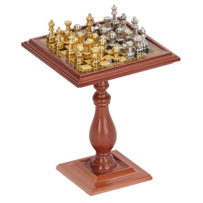 Jeu D'échecs Miniature En Bois 1/12 – 5x5x2,1 Cm – Accessoire Maison De Poupée Odoria – Décoration Réaliste